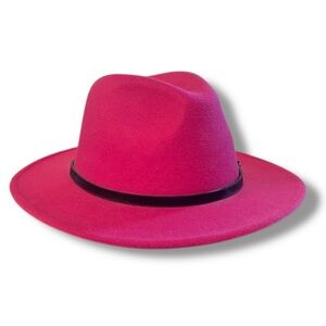 Odiva Elegant Felt Wide Brim Fedora Hat Fuchsia